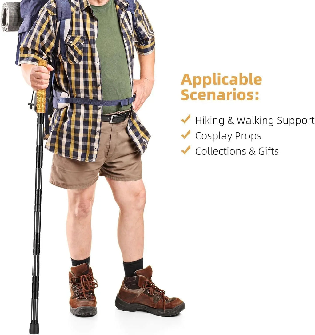 Tactical Hiking Stick, 53' Trekking Poles with Black Myth Wukong Handle, Aluminum Alloy Walking Stick for Hiking & Cosplay