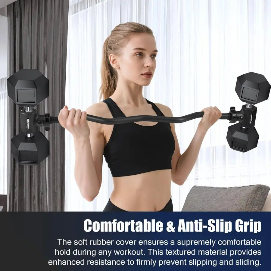 to Barbell Converter Bar, EZ Curl Barbell Adapter with 200LB Capacity, Adjustable Weight Bar for Home Fitness, Fits Standard 11.