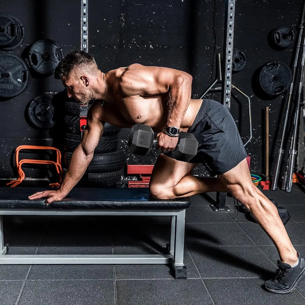 WF Athletic Supply: Durable Rubber-Coated Steel Hex Dumbbells for Strength Training