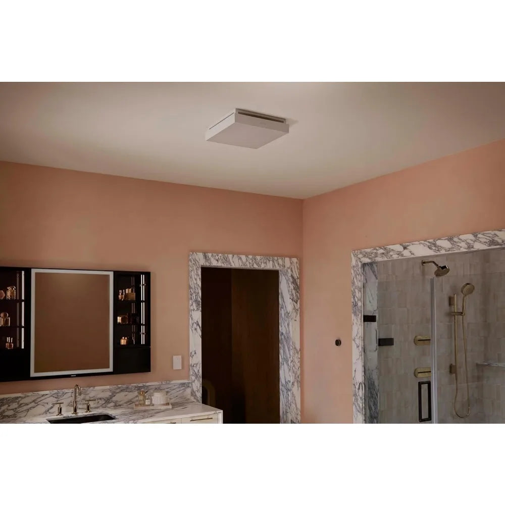 Bathroom Ceiling Exhaust Fan Ventilation System, 13.875 Inch Square, Energy Efficient, Quiet Operation, Ideal for Venting Moistu