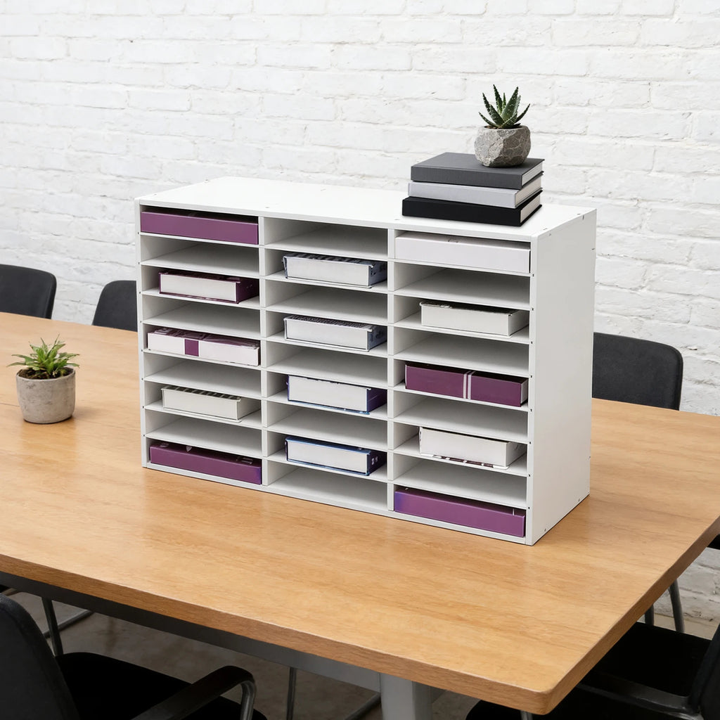 27 Compartment Pvc Document Storage Cabinet, Pvc Document Organizer, Desktop Paper Sorter for Home, School, And Office Use