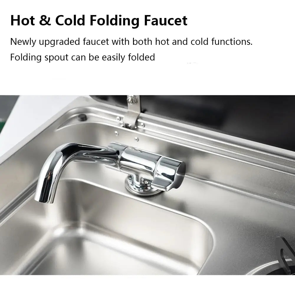 Integrated Gas Stove Sink Combination, Stainless Steel Universal Outdoor Gas Stove With Cover, Gas Camping Stove Burner