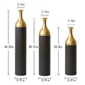 Elegant Floral Display Floor Vase Set Of 3 Black And Gold Metal For Mother'S Day Wedding Home Living Room Decoration Vase USA