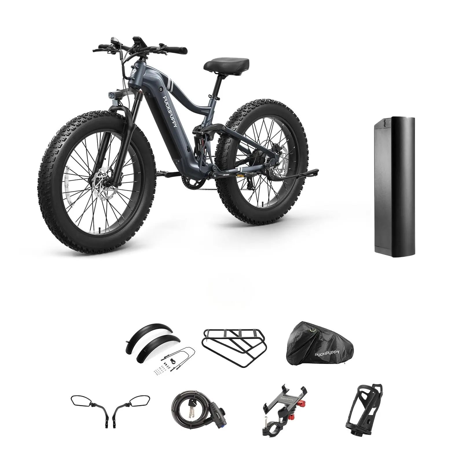 PUCKIPUPPY Boxer Electric Bike for Adults 26" Fat Tire E Bike Mountain Electric Bicycle 960W 48V 20AH Ebike with 2-Year Warranty