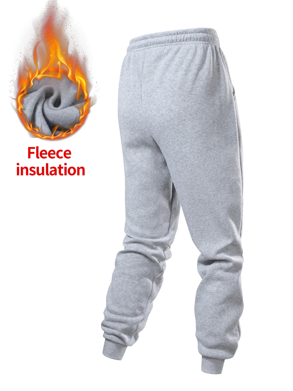 Men's Fleece Lined Jogger Pants, Casual Drawstring Waist Sweatpants with Pockets, Warm Running Trousers for Fall & Winter