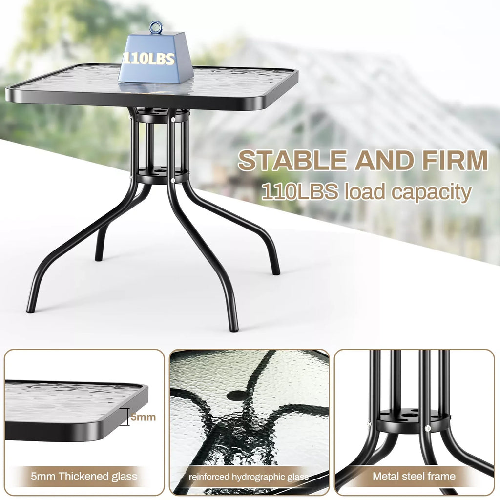 Patio Dining Set 5 Pieces, All Weather Outdoor Furniture W/ 30"x30" Table and 4 Stackable Textilene Chairs, Metal Table & Chairs