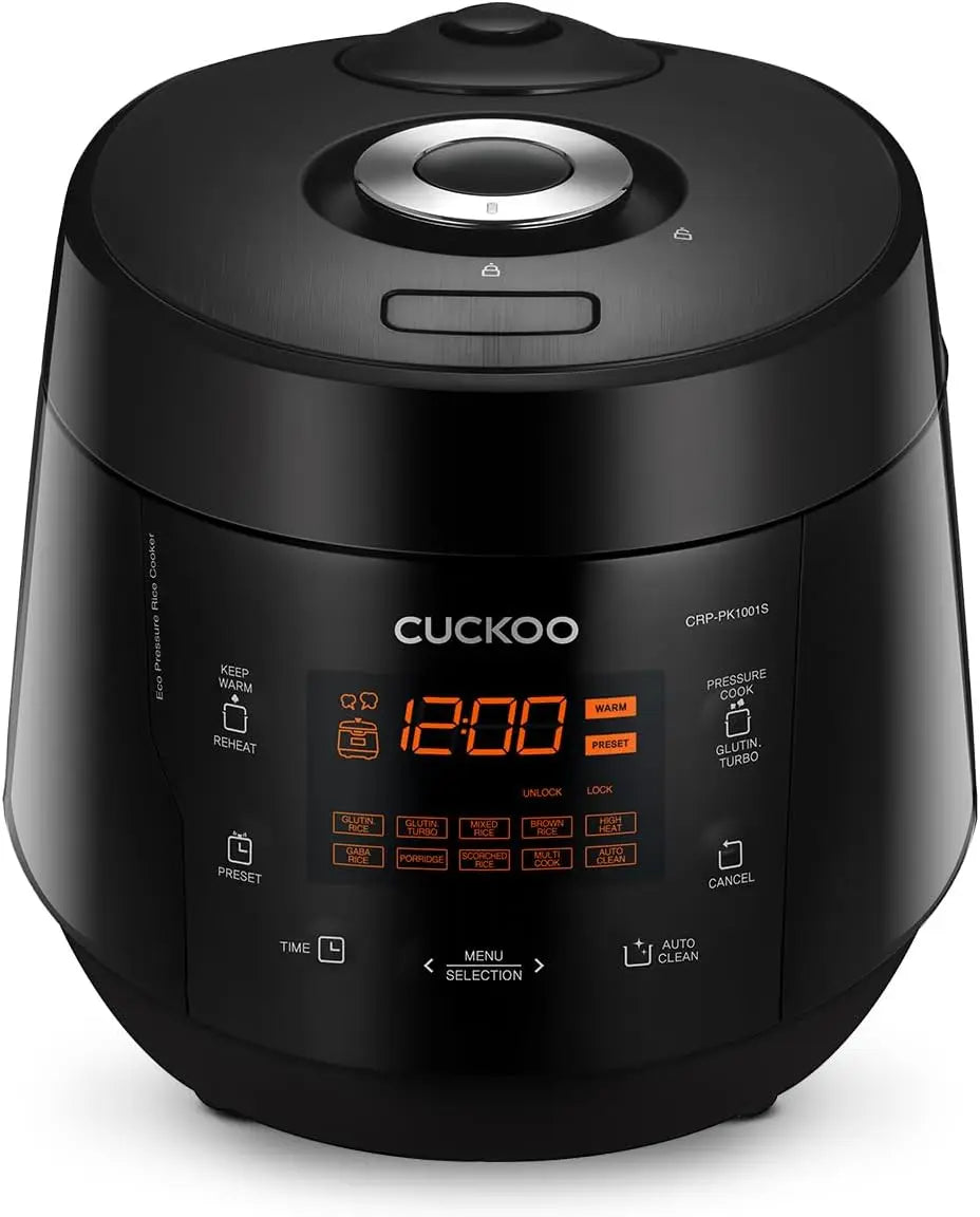 High Pressure Rice Cooker with Nonstick Pot, 13 Menu Options, Fuzzy Logic Tech, Auto Clean, Black