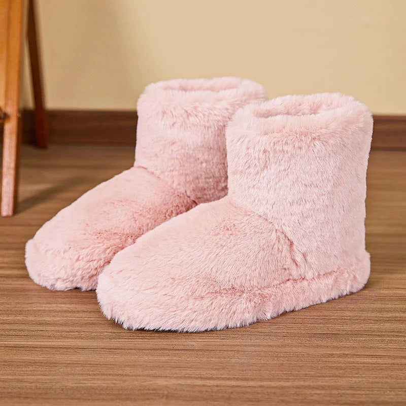 Fluffy Women's Shoes Home Winter Plush Luxury Designer Ankle Boots Female Flat Fashion Indoor Casual Fuzzy Fur Booties Elegant