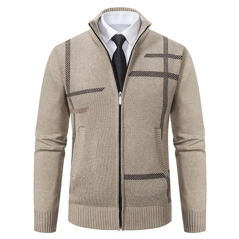 Thickened Knitted Men's Jacket Outerwear Stand Collar Sweater Warm Cotton Clothes Winter Casual Fashion from Mainland China