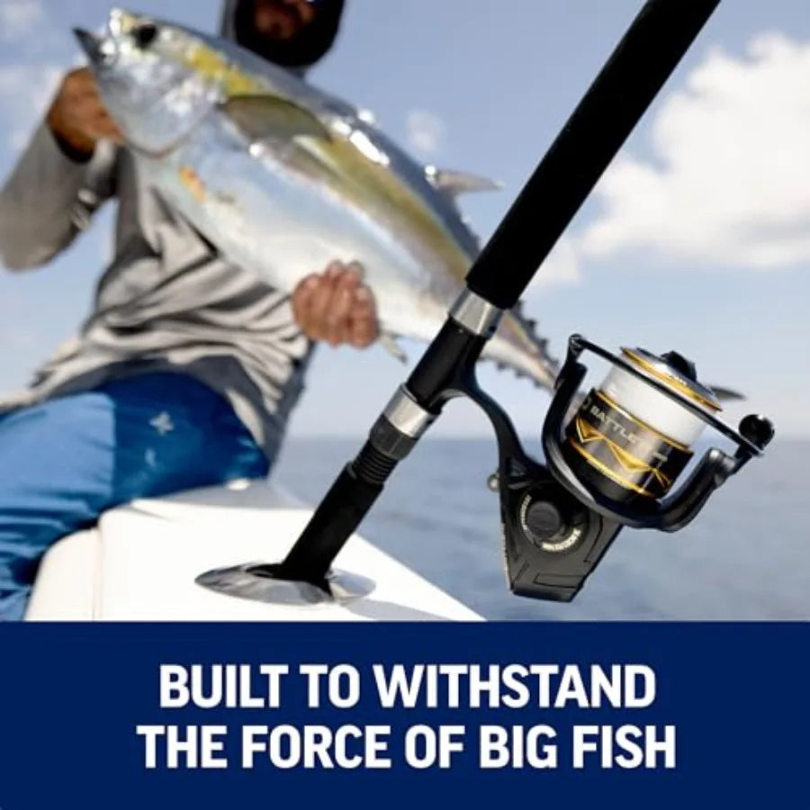 HighPerformance Fishing Combo with Battle IV Spinning Reel and Fishing Rod for Saltwater and Freshwater Angling Ideal for LongD