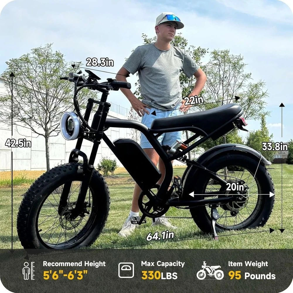 EBike for Adults - 20 x 4 Inch Fat Tire, 750W/Peak 1500W Motor, 48V15.6AH Detachable Battery, 4 Riding Modes EDirt Bike, 7 Speed