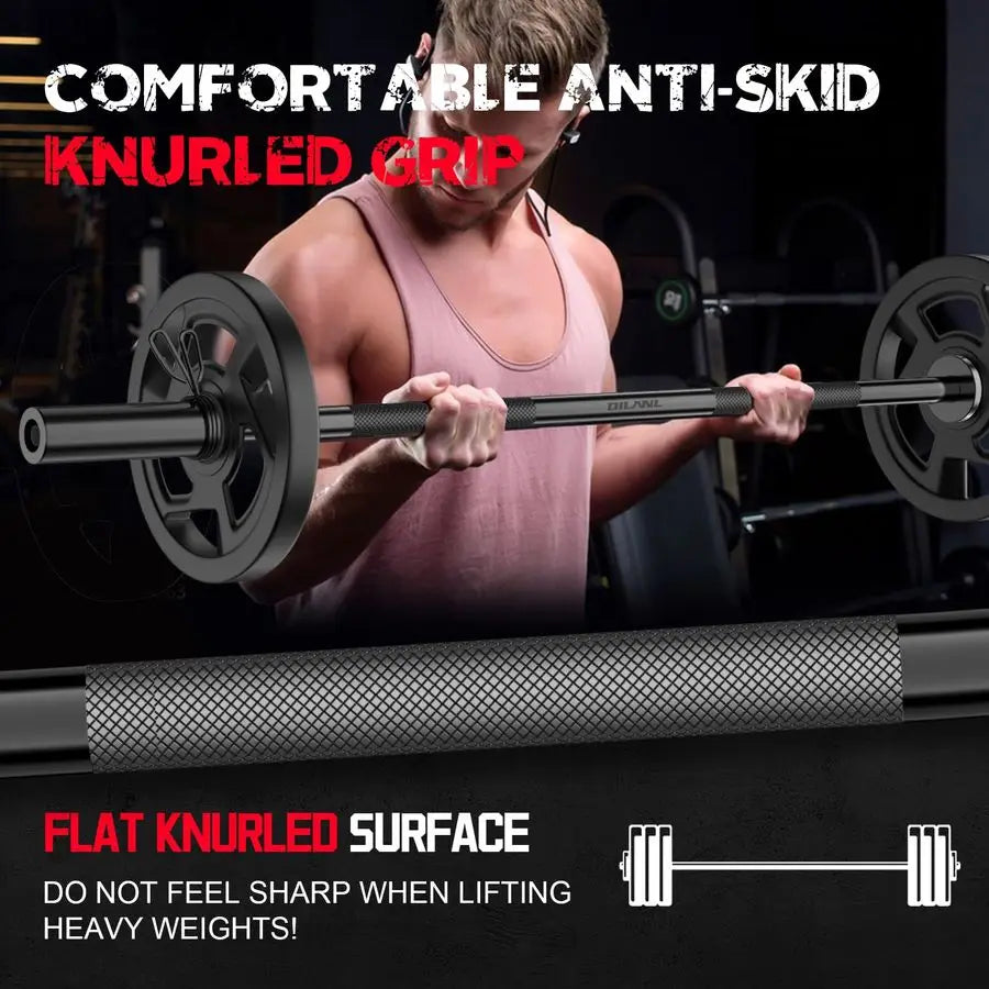 Barbell Bar 55, 2InWeight Lifting Bar Standard Straight Barbell Bars for Bench Press Hip Thrusts Biceps Lunges Squat StrengthTra