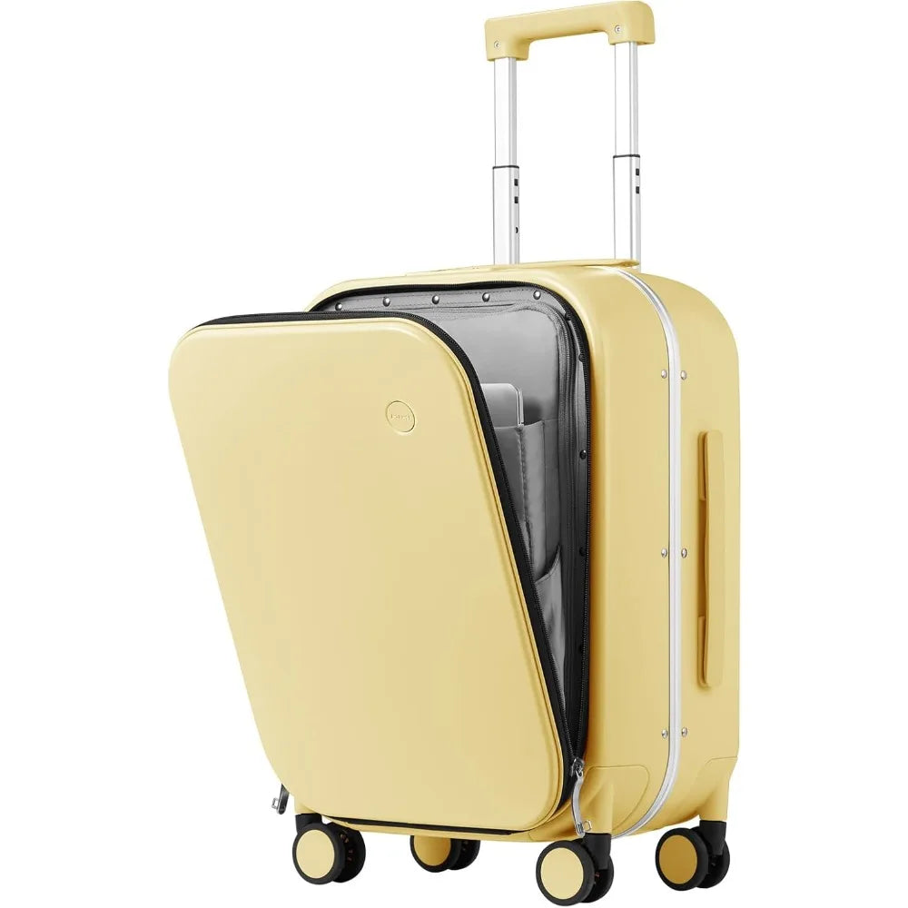 20 Inch Mixi Carry-On Suitcase with Front Laptop Pocket, Aluminum Frame Hardshell Spinner Luggage