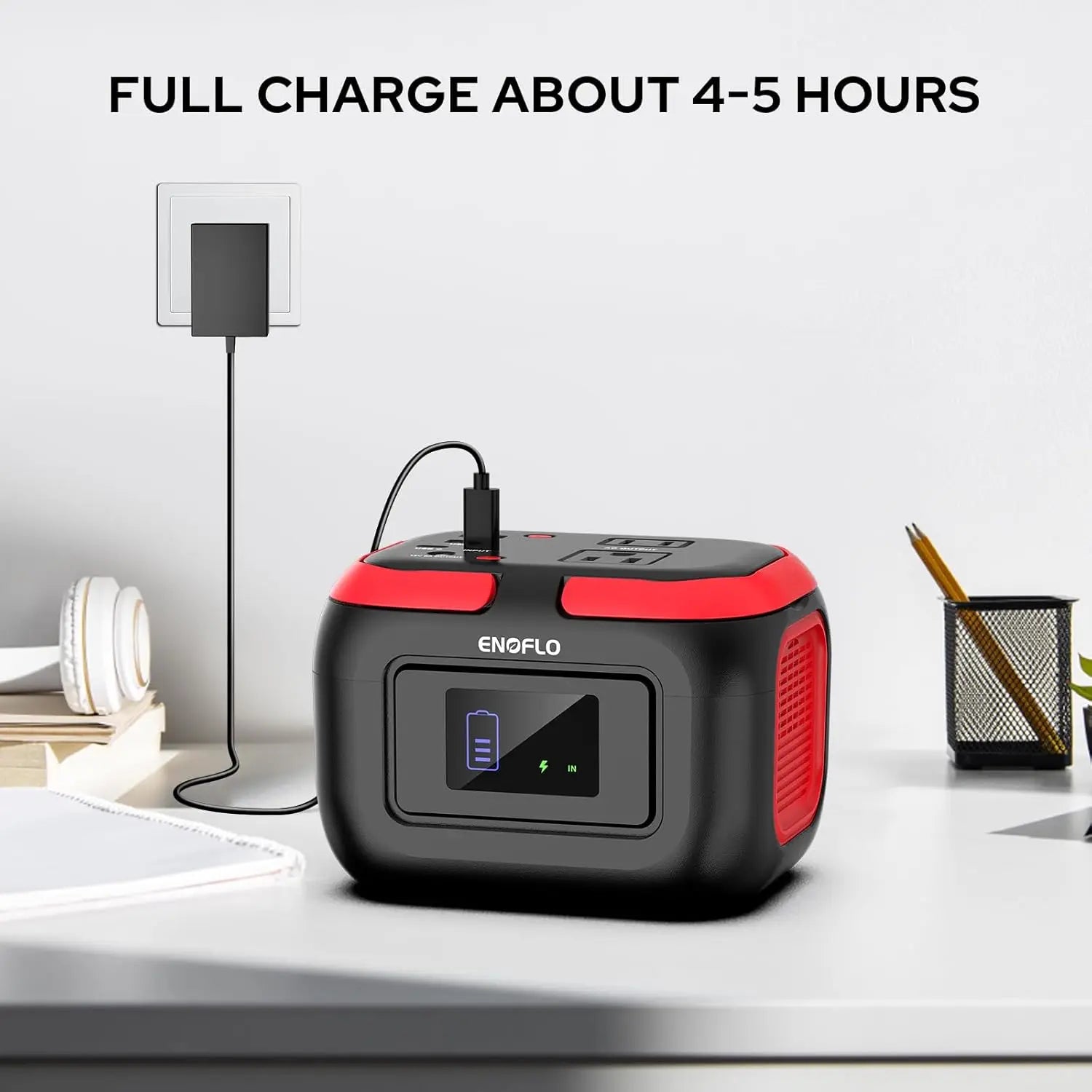 97.68Wh Portable Power Station with AC/DC/USB Outputs, Solar Charging for Camping and Emergency Backup