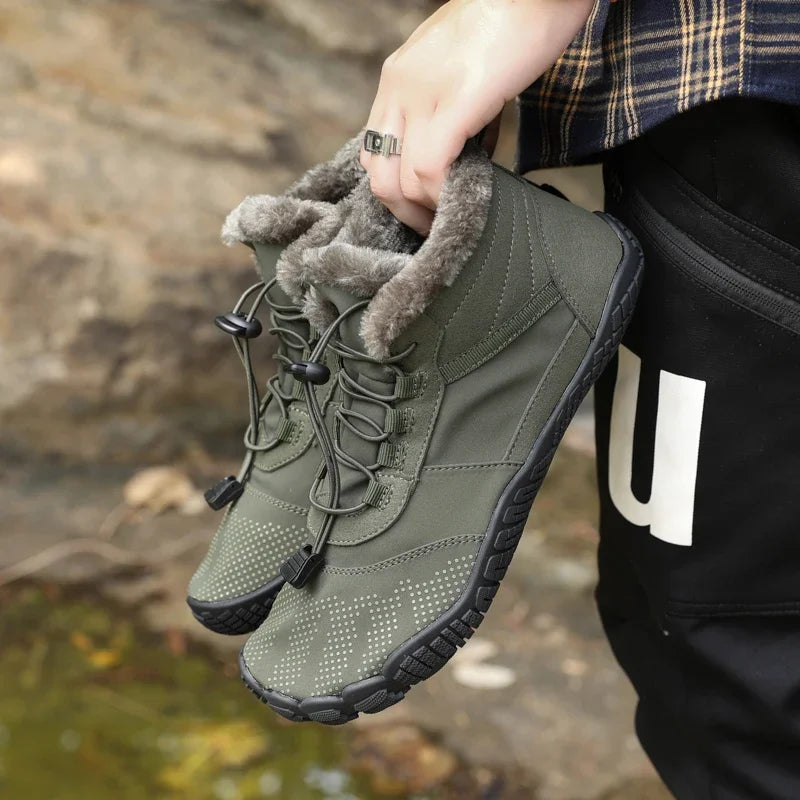 Mens Womens Snow Boots Barefoot Shoes Waterproof Wide Toe Box Shoes Minimalist Zero Drop Sole Cotton Boots Sneakers