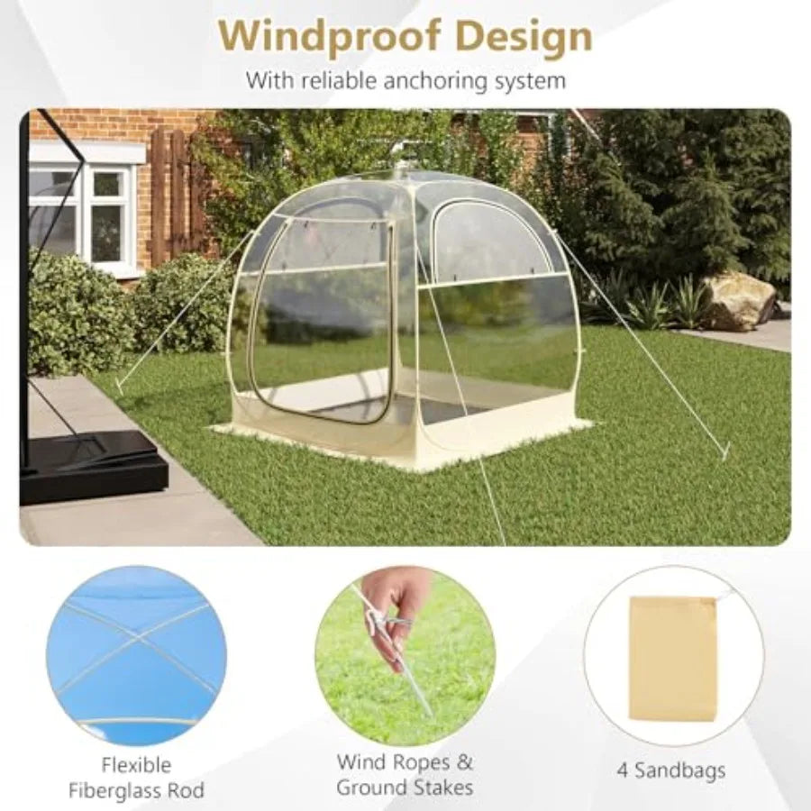 All Weather Pop Up Instant Tent for 56 People With Waterproof Tarp Floor Outdoor Clear Bubble for Sports Events Fishing Camping