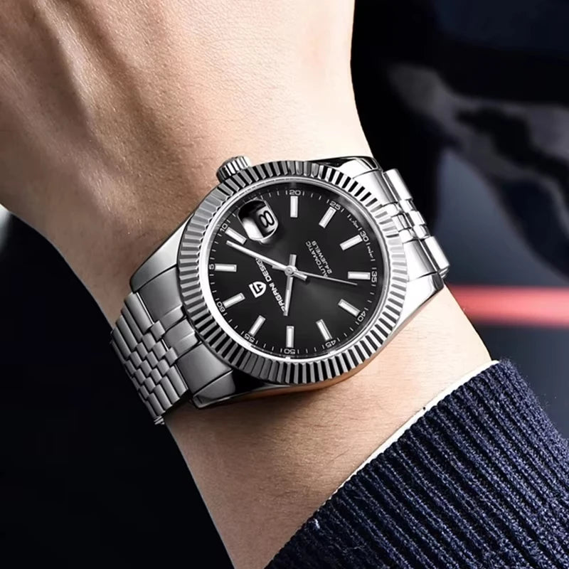 PAGANI DESIGN Mechanical Watch Men Top Brand Sapphire Automatic Watch Stainless Steel 100M Waterproof Men Watch Gift RelojHombre