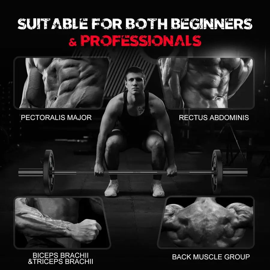 Barbell Bar 55, 2InWeight Lifting Bar Standard Straight Barbell Bars for Bench Press Hip Thrusts Biceps Lunges Squat StrengthTra