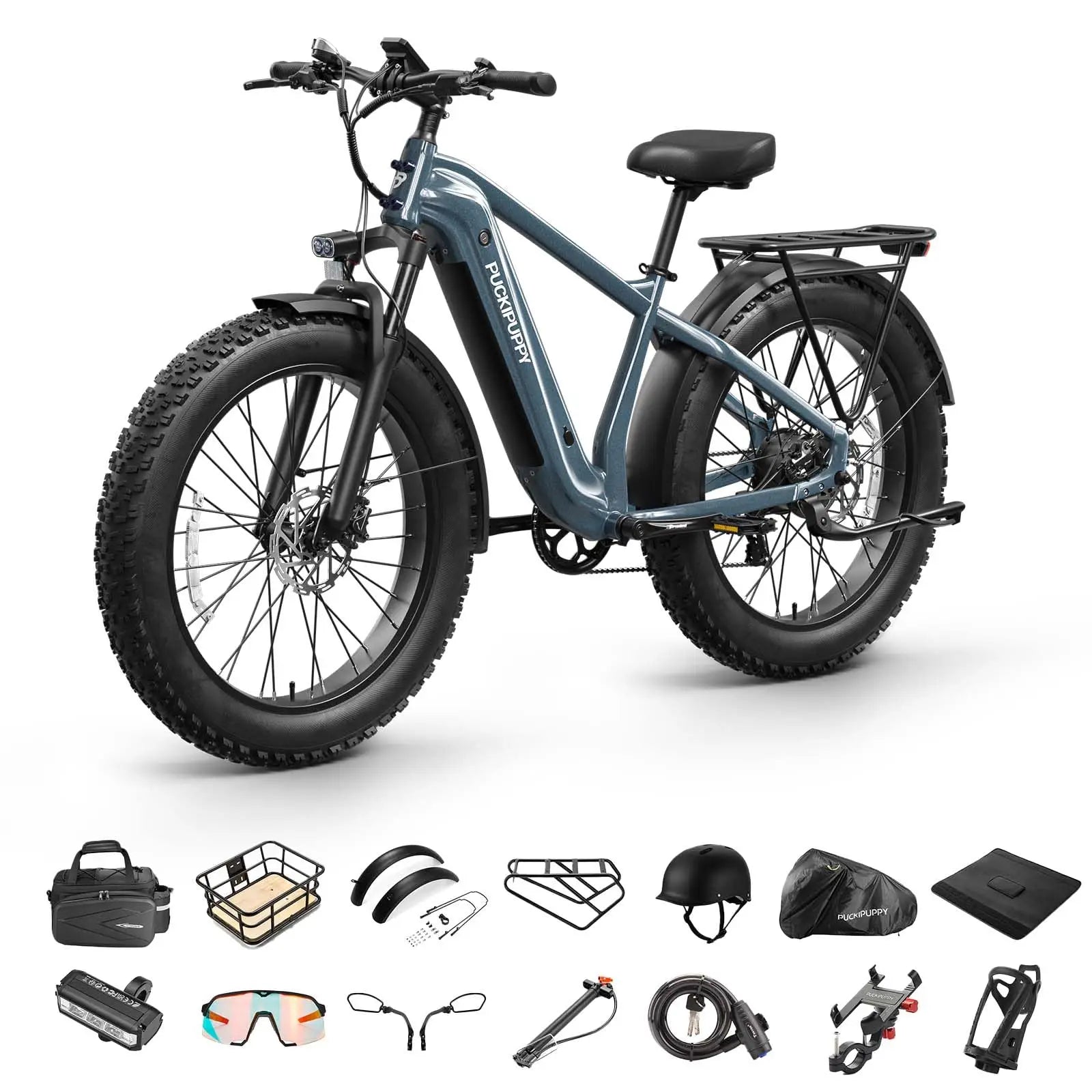 PUCKIPUPPY Beagle II Electric Bike 26"Fat Tire 80Miles Range Electric Mountain Bike 960W 48V 15AH Ebike With 2-Year Warranty