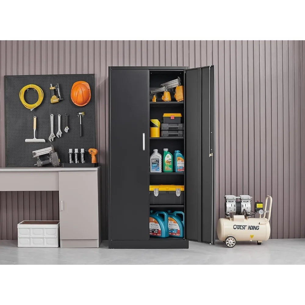 Metal Storage Cabinet with Adjustable Shelves, Garage Storage Cabinets with Doors and Shelves, File Cabinets for Home Office