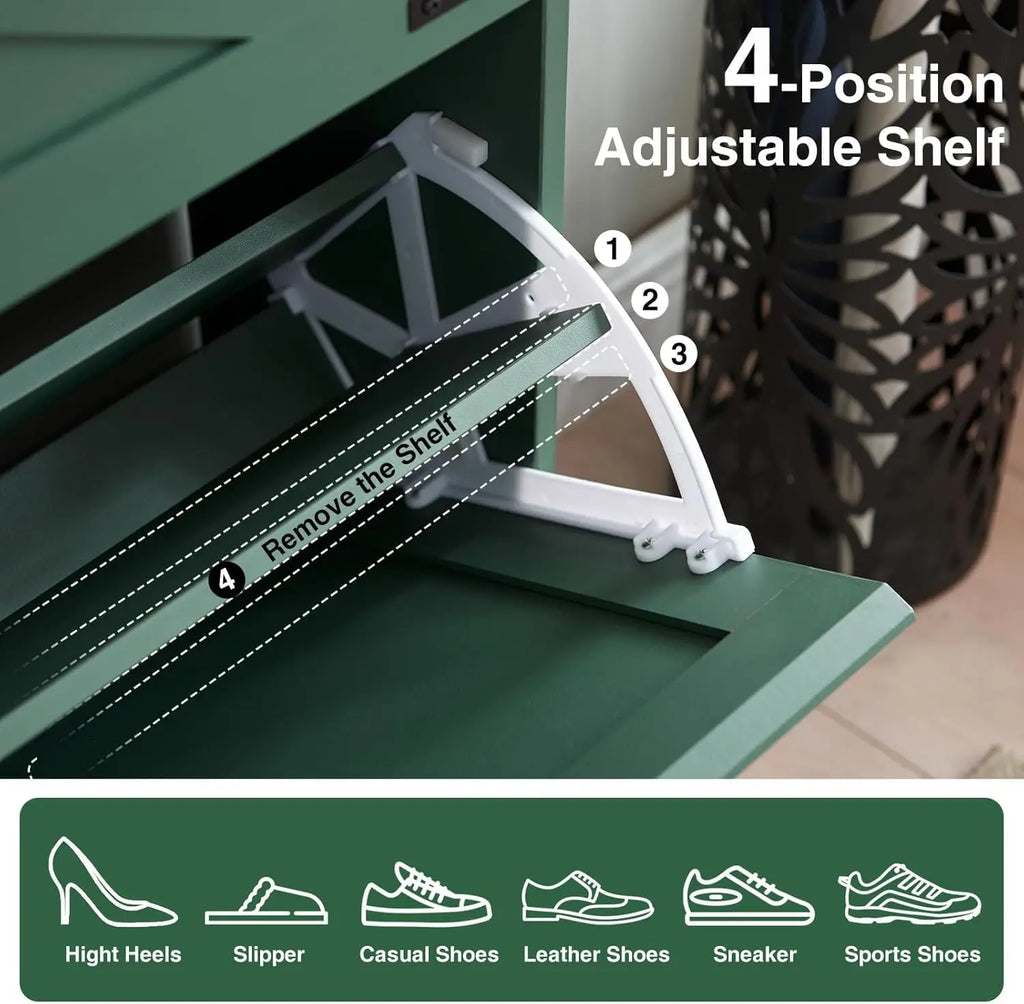 39-Pair Wooden Shoe Organizer Cabinet with 13 Tier Cubby Storage for Closet