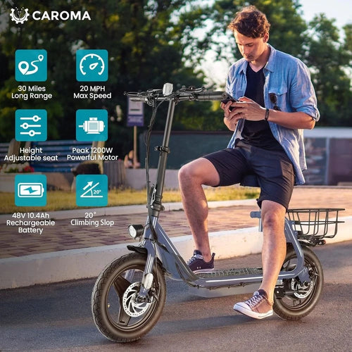 14 Tire Foldable Electric Scooter 1200W/800W/500W, 30 Miles Range, 20MPH, 300lbs Load, Dual Brake System，Customized