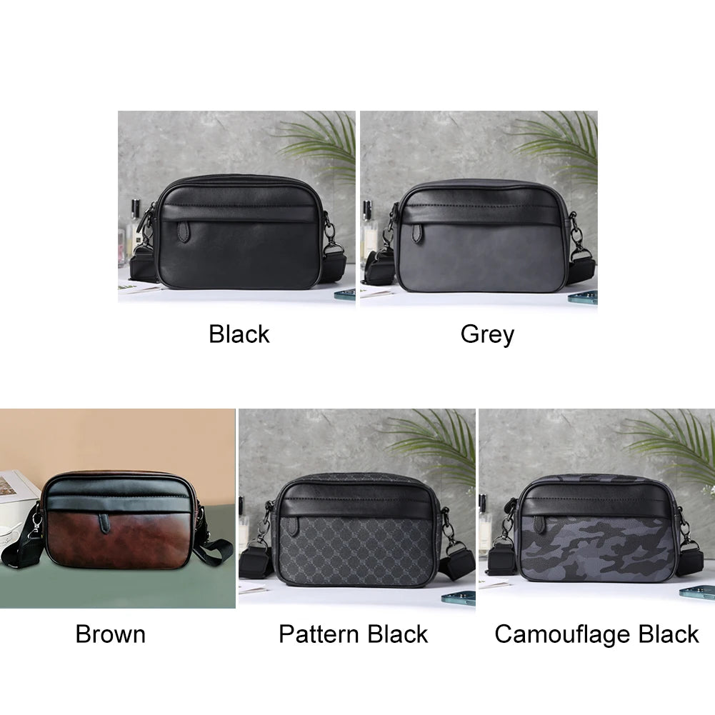 Casual Business Male Messenger Bag Wide Strap Shoulder Messenger Bag Small Square Plaid Designer for Travel Work Male Sling Bags