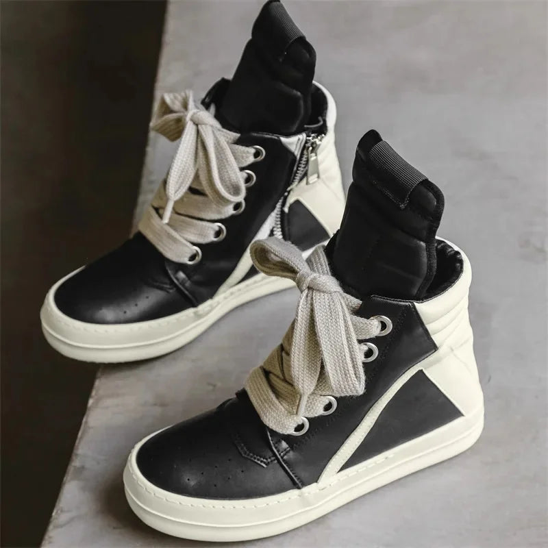RO Same Style High-Top Long Boots Autumn/Winter Men's Shoes High Street Niche Vintage Motorcycle Versatile Sport Casual Shoes Me