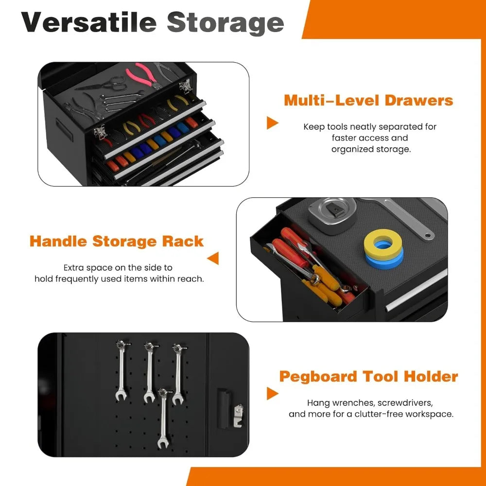 Rolling Tool Chest, 5-Drawer Tool Box with Wheels, Metal Tool Storage Cabinet with Locking Mechanism, Smooth, Customized