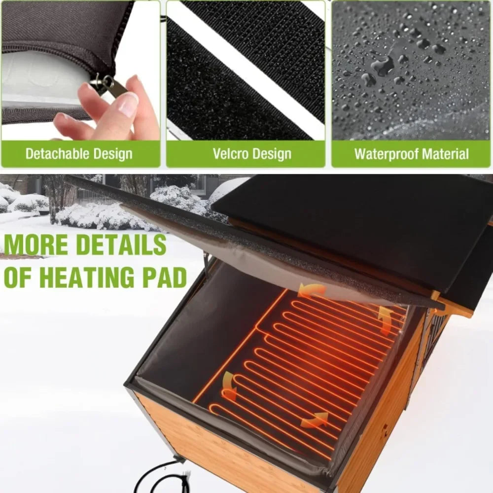 Heated Dog House Outdoor, Insulated Dog Kennel with Heating Pad for Winter,Weatherproof Dog Shelter with Anti-Chewing Metal