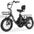 E Trike Electric Bike, Peak 1200W Brushless Motor Folding Trike 18X3.0 Fat Tire Ebike, 499Wh Removable Battery, Step-Thru