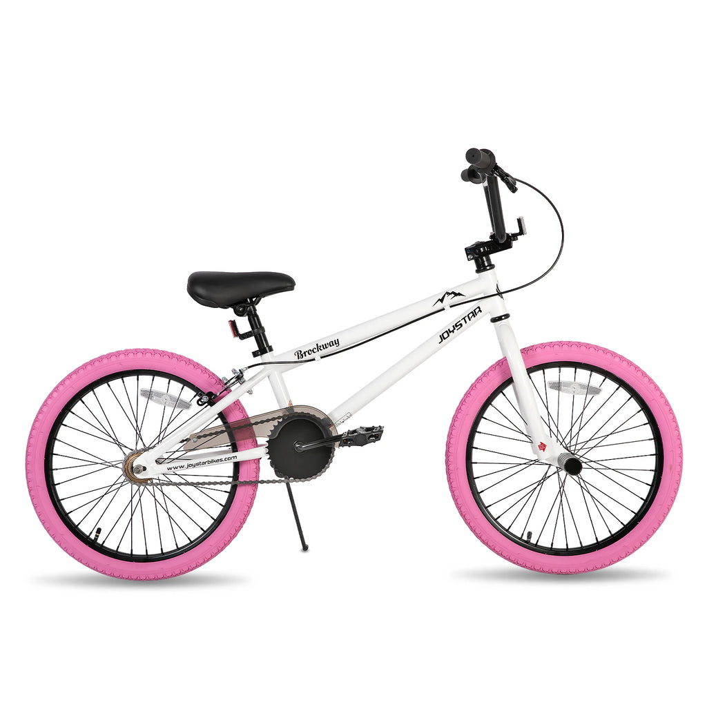 JOYSTAR Freestyle Kids BMX Bikes 20" 24" Kids Bicycles for 6-14 Years Boys Girls and Beginner-Level Riders 2 Pegs, White