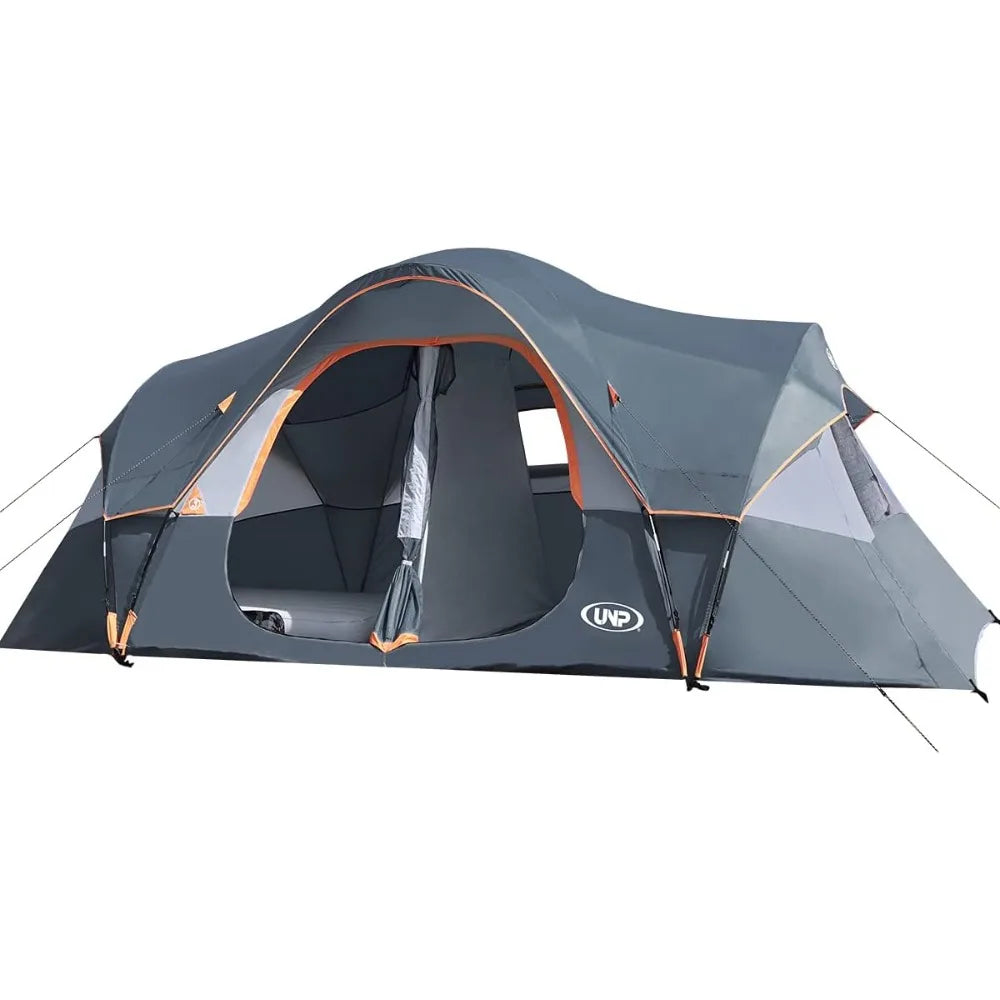 Camping Tent 10-Person-Family Tents, Parties, Music Festival Tent, Big, Easy Up, 5 Large Mesh Windows, Double Layer, 2 Room