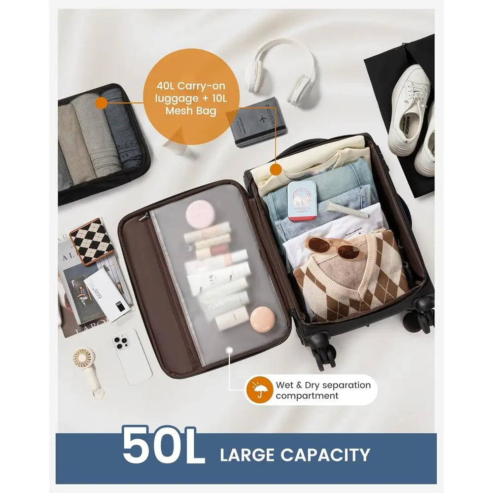 22 Lightweight Spinner Carry-On Suitcase with TSA Lock for Men & Women, Ideal for Business Travel