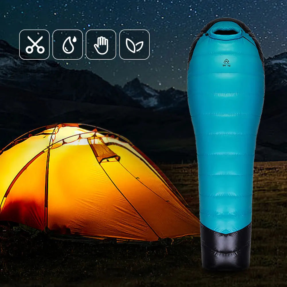 Goose Down Hiking Sleeping Bag Ultralight Thermal Sleeping Bag Portable Waterproof for Backpacking Camping Hiking
