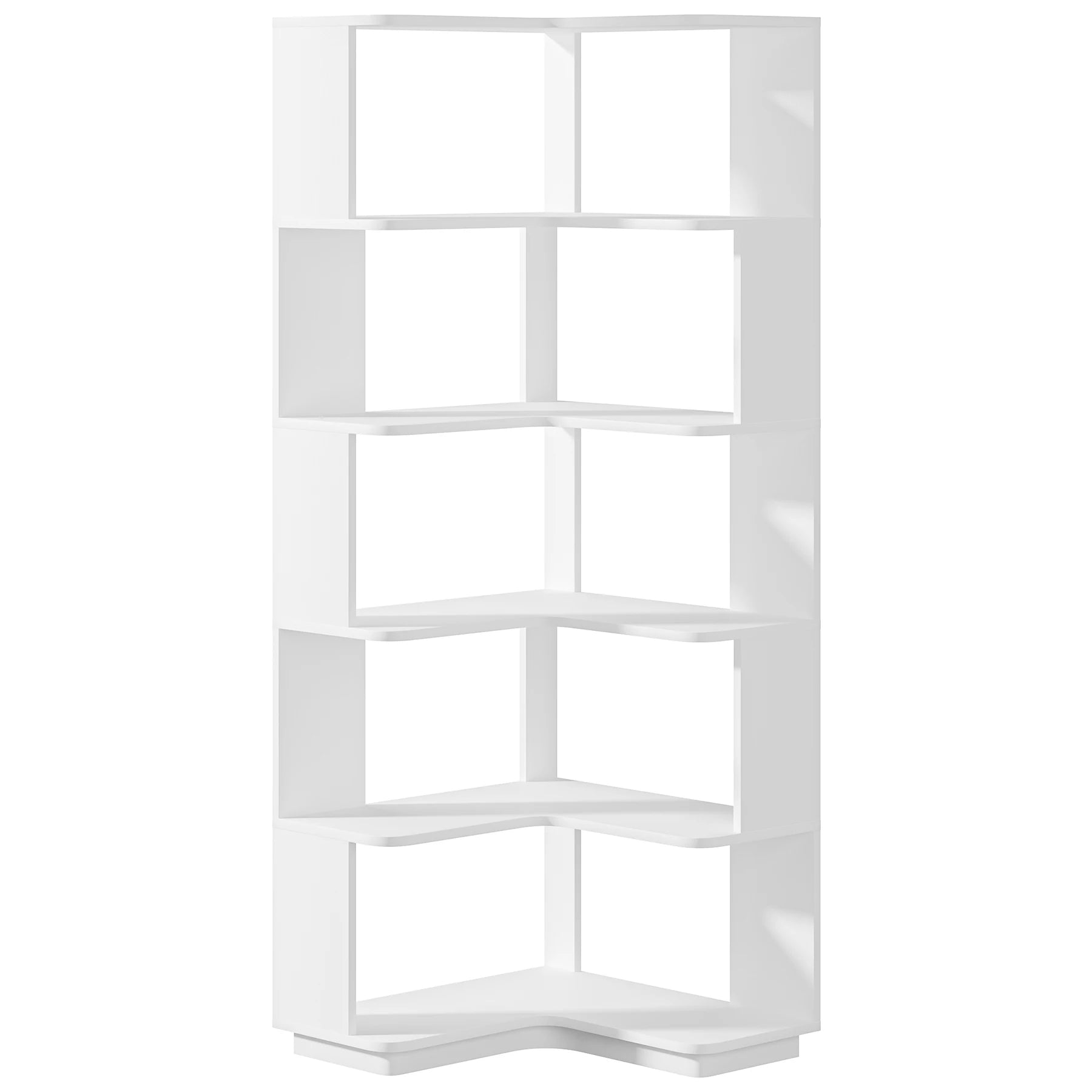 Tribesigns 6 Tier Corner Bookshelf, 64.96 Inch Tall Industrial Corner Bookcase with Anti-Drop Panel,Wood Grain Corner Shelf