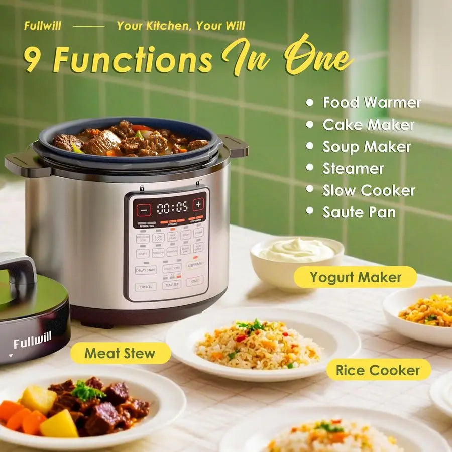 9in1 Electric Pressure Cooker2025 Upgraded, 12 Presets Instant Multi Cooker, Olla de Presion Nonstick Pot 6 Quarts