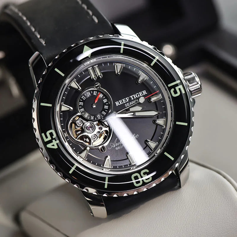 reef tiger brand fully automatic mechanical watches, business men's watches, personalized and fashionable luminous men's sports