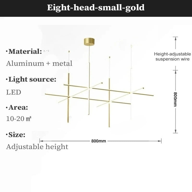 Modern LED Simple Tube Gold Chandeliers For Villa Living Room Kitchen Bar Pendant Lamps Interior Hanging Lighting Luminaires