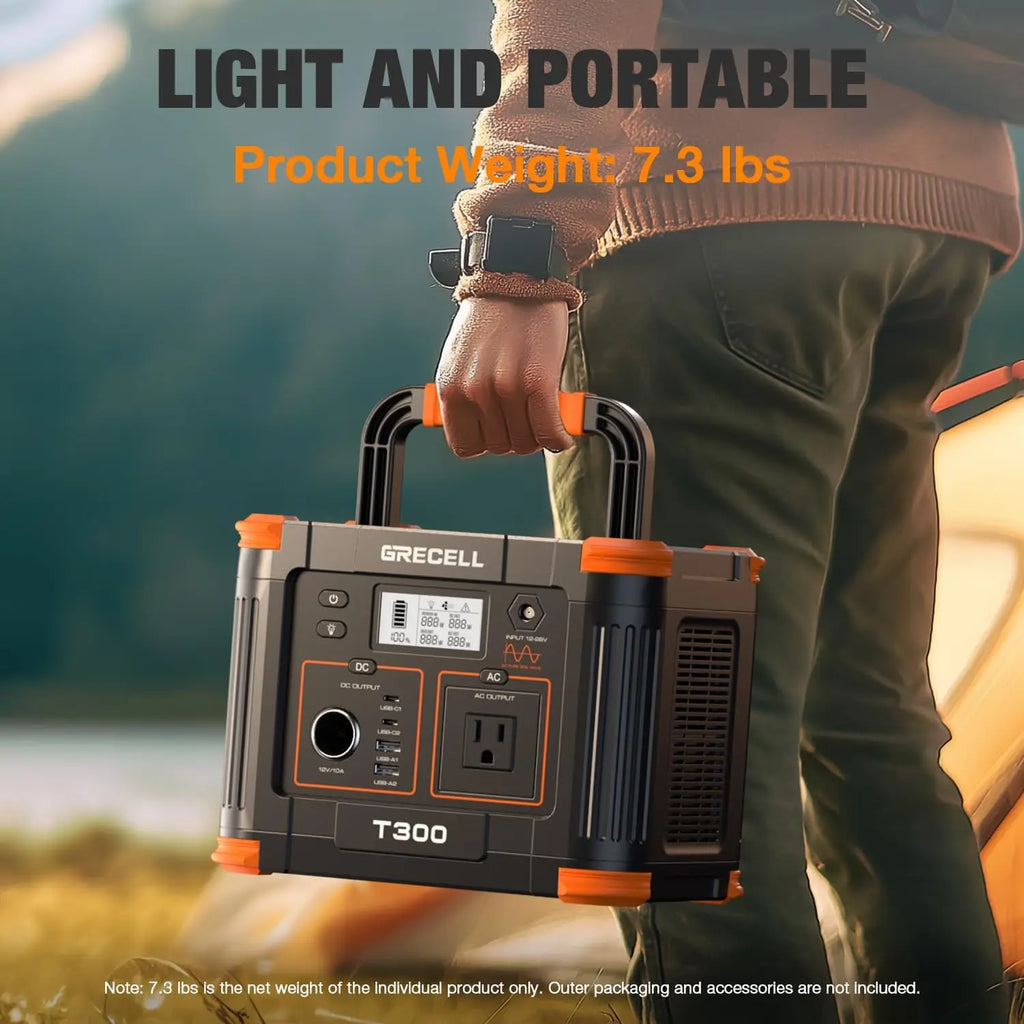 300W Portable Power Station with Solar Charging, 230.88Wh Battery for Camping and Home Backup