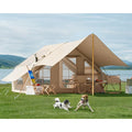 Inflatable Camping Tent with Pump & Awning,8-14 Person Air Tents for Camping Adult, Large Waterproof Oxford Family Glamping Tent