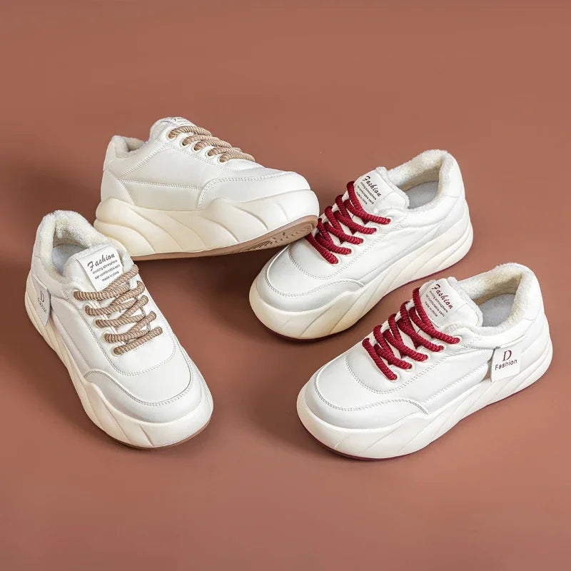CICIYANG 6.5cm Platform sneakers for women 2025 spring new large size female casual sports board shoes lace-up little white shoe