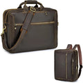Large Full Grain Leather Briefcase Convertible Backpack For Men Business Travel Case Messenger Bag Fits 17.3" Laptop