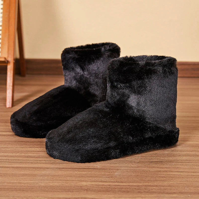 Fluffy Women's Shoes Home Winter Plush Luxury Designer Ankle Boots Female Flat Fashion Indoor Casual Fuzzy Fur Booties Elegant