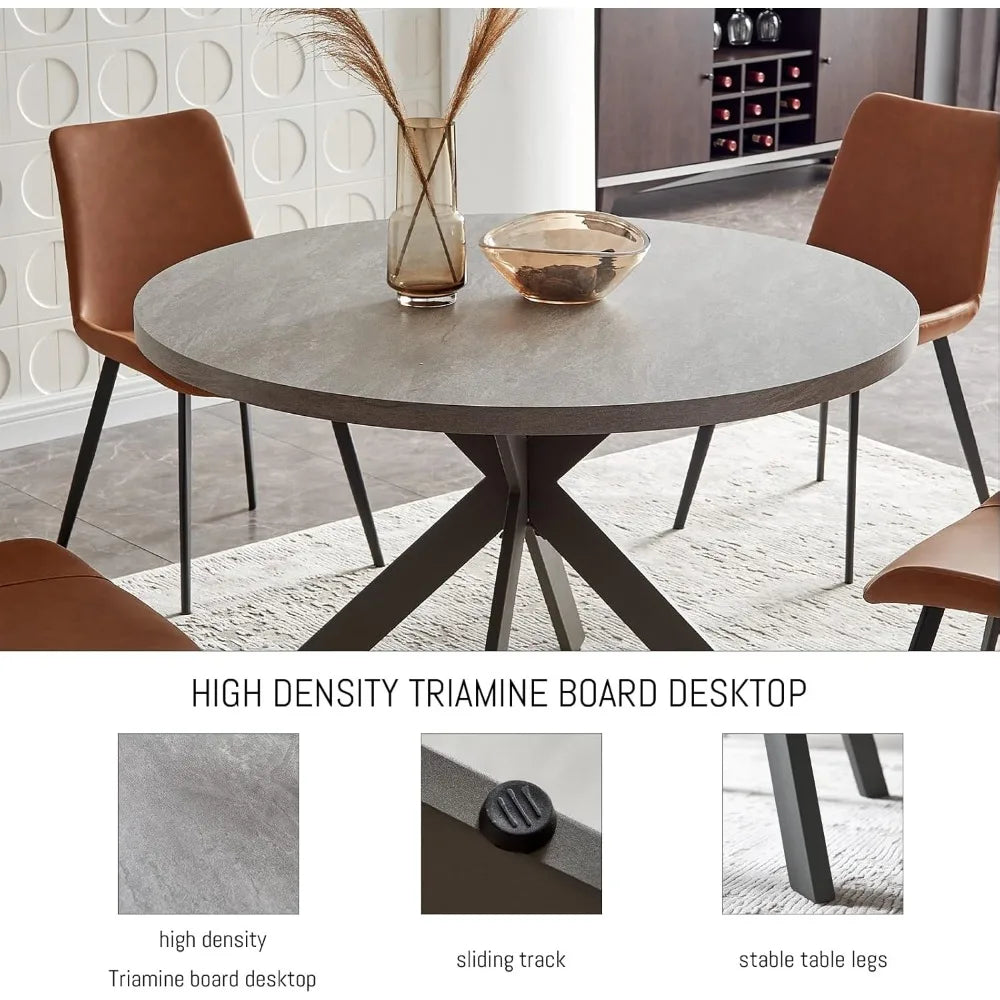47" Round Dining Table Set, Mid Century Modern Round Dining Table for 4-6 Person, Steel Legs,Leisure Coffee Table for,Customized