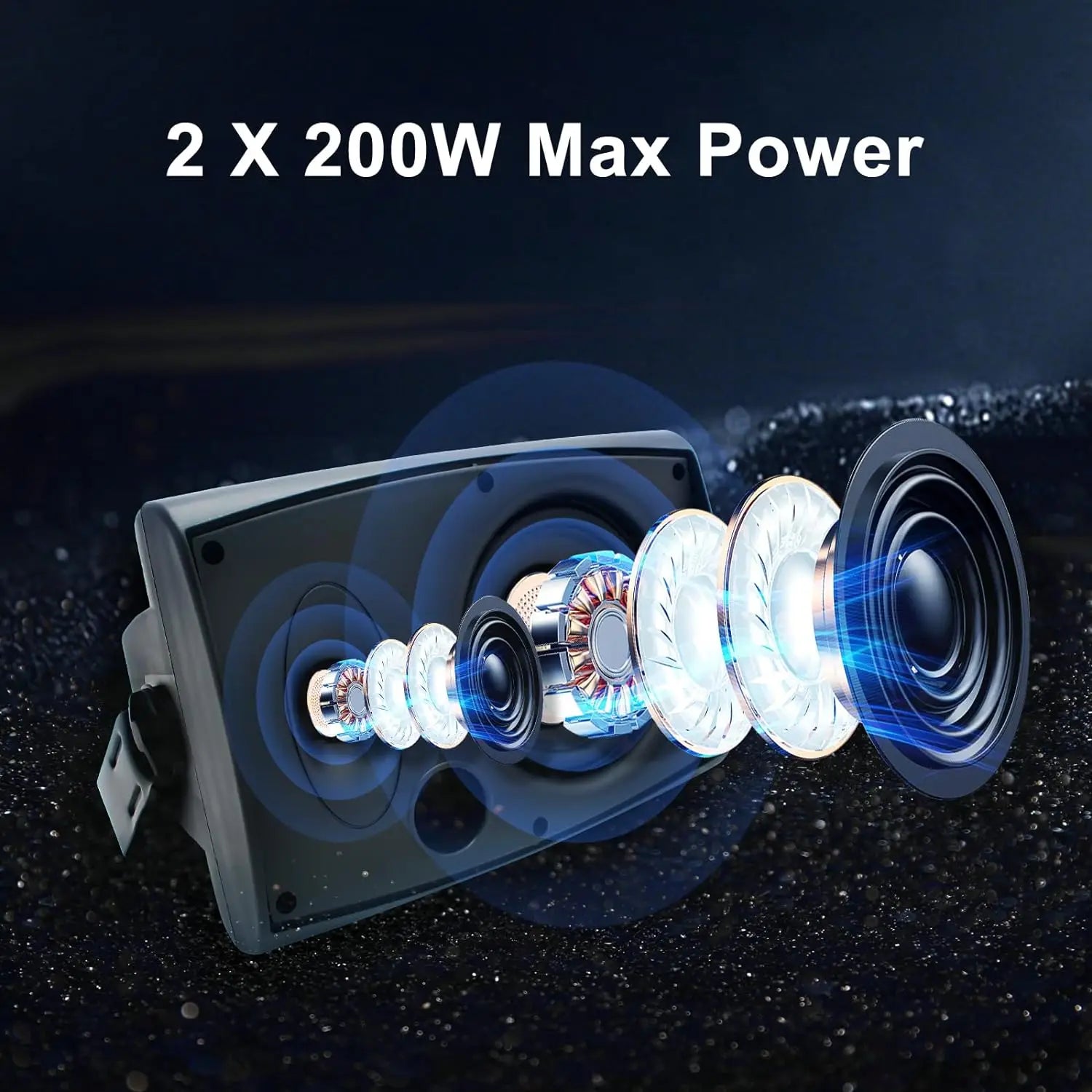 Herdio 6.5 Inch 400W Outdoor Passive Speakers Wall Mount Speakers Wired Waterproof With Powerful Bass For Patio Garden Poolside