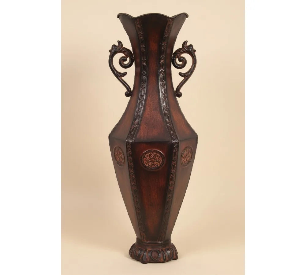 Elegant Embossed Metal Floor Vase 24 Inch Tall - Perfect for Wedding Decor, Spa Meditation & Home Accent
