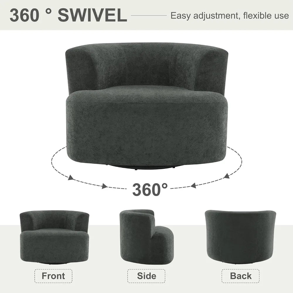 360-Degree Swivel Accent Armchair with Lambswool Fabric and Durable Base