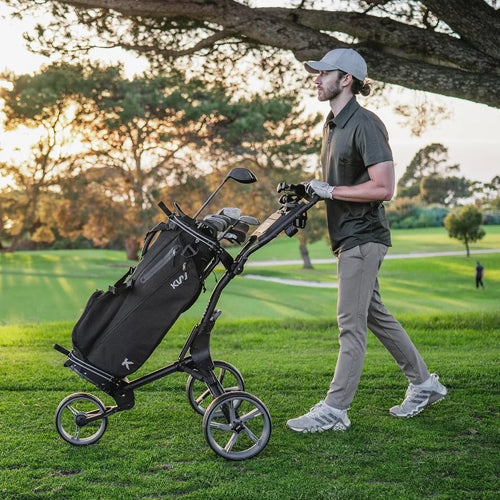 3 Wheel Golf Push Cart Ultra Lightweight Smallest Folding Size New-Version Scorecard Holder