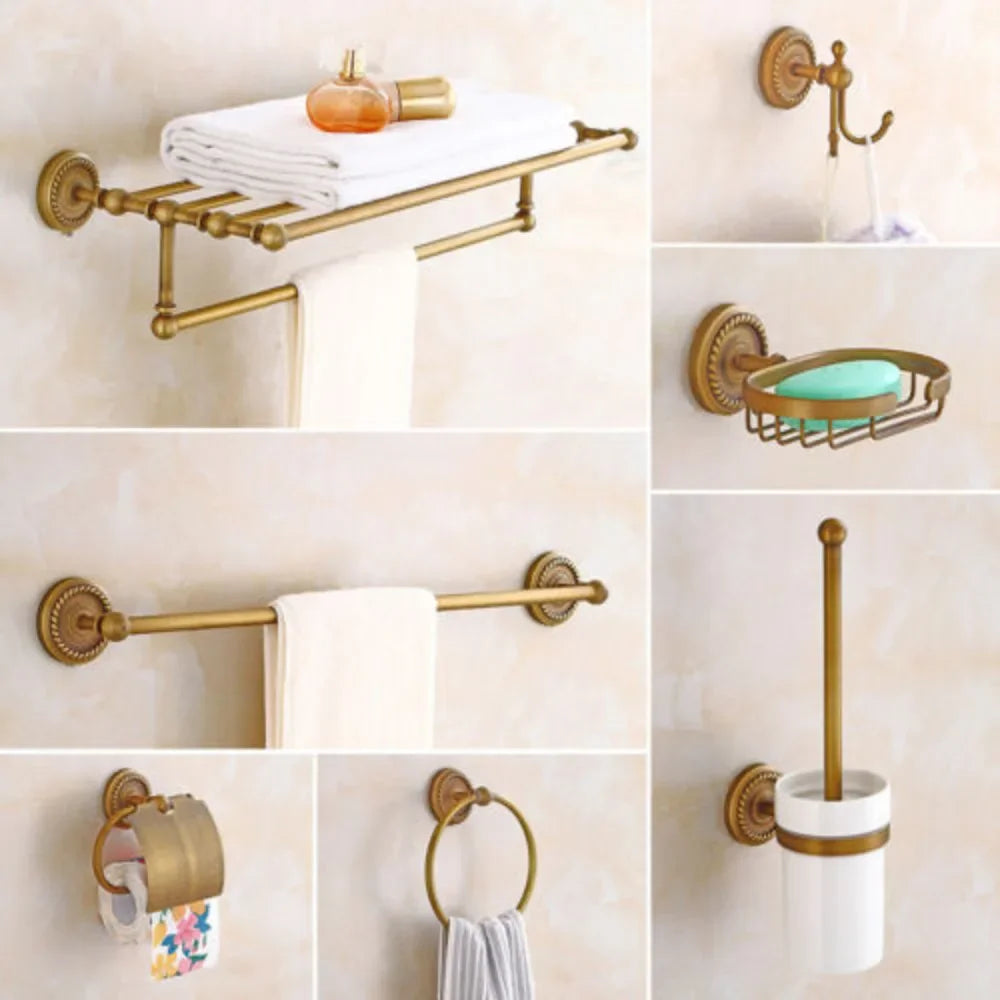 7PCS Luxury Bathroom Accessories Set - Modern Toilet Paper Holder, Soap Dispenser, Towel Rack, Brush Holder, Bathroom Decor